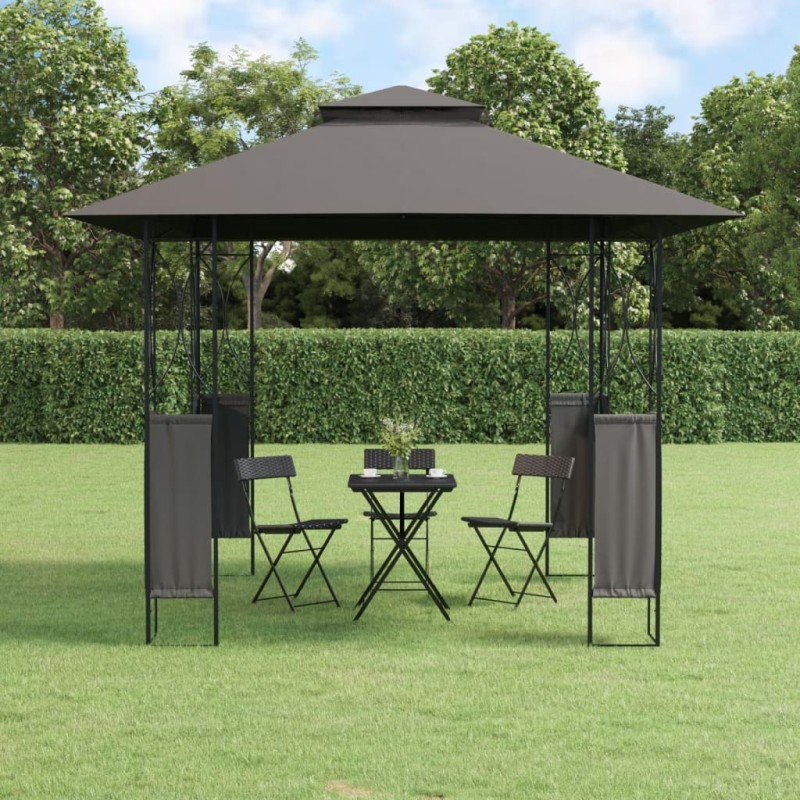 Gazebo com telhado 300x300x270 cm aço antracite-Toldos e gazebos-Home Retail