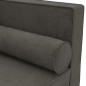 Chaise longue com almofadões e rolo veludo cinza-escuro