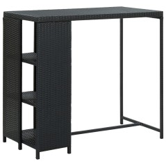 Mesa de bar com prateleiras 120x60x110 cm vime PE preto