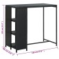 Mesa de bar com prateleiras 120x60x110 cm vime PE preto