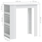 Mesa de bar c/ prateleiras 102x50x103,5 cm branco brilhante