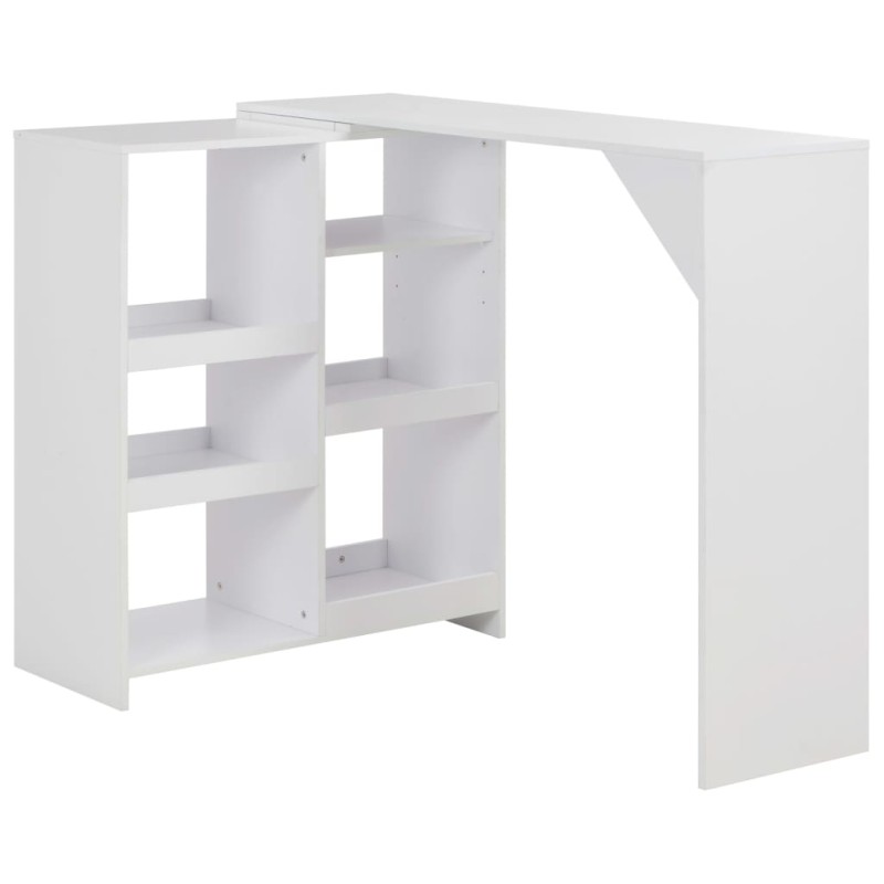 Mesa de bar com prateleira movível branco 138x39x110 cm-Mesas de cozinha e de sala de jantar-Home Retail