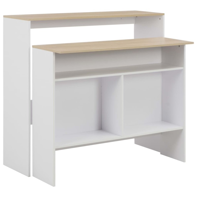 Mesa de bar com 2 tampos 130x40x120 cm branco e carvalho-Mesas de cozinha e de sala de jantar-Home Retail