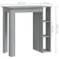 Mesa de bar + prateleiras contrapl. 102x50x103,5cm sonoma cinza