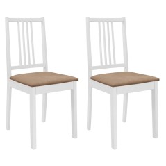 Cadeiras de jantar com almofadões 2 pcs madeira maciça branco