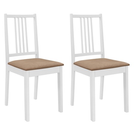 Cadeiras de jantar com almofadões 2 pcs madeira maciça branco