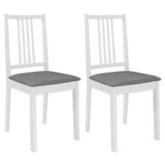 Cadeiras de jantar com almofadões 2 pcs madeira maciça branco