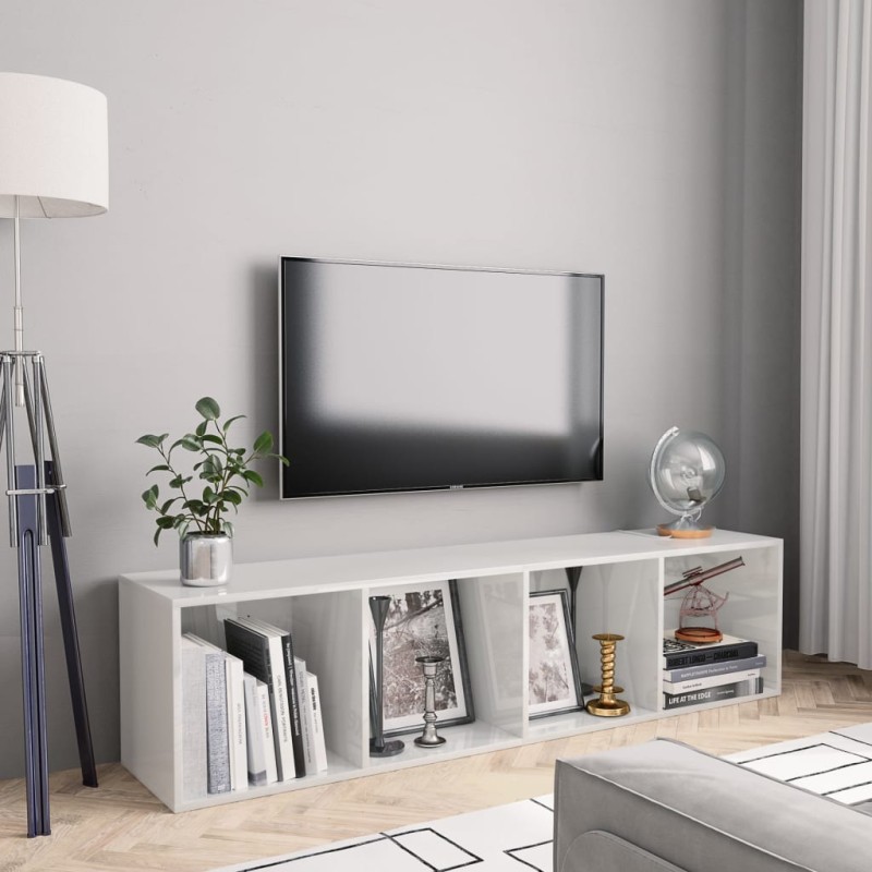 Estante/móvel de TV 143x30x36 cm contraplacado branco brilhante-Prateleiras-Home Retail