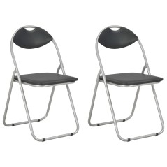 Cadeiras de jantar dobráveis 2 pcs couro artificial preto