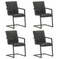 Cadeiras de jantar cantilever 4 pcs couro genuíno preto