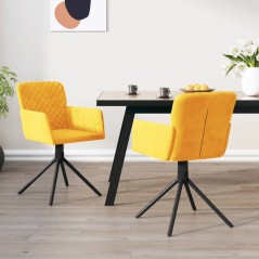 Cadeiras de jantar giratórias 2 pcs veludo amarelo