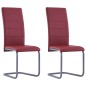 Cadeiras de jantar cantilever 2 pcs couro artificial vermelho