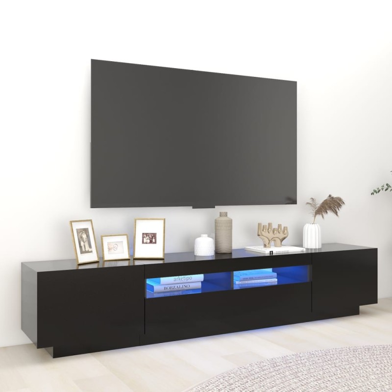 Móvel de TV com luzes LED 200x35x40 cm preto-Móveis de TV-Home Retail