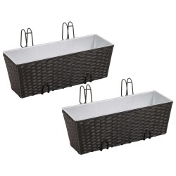 Conjunto de plantadeiras de rattan 2 peças Preto - vidaXL | Vasos e...