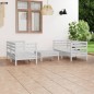 5 pcs conjunto lounge de jardim pinho maciço branco