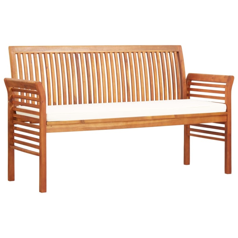 Banco de jardim 3 lugares c/ almofadão 150 cm acácia maciça-Bancos de jardim-Home Retail