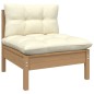 4 pcs conjunto lounge jardim c/ almofadões cor creme pinho