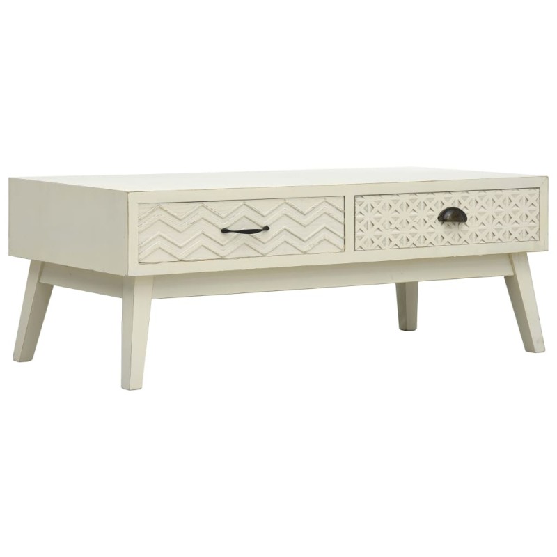 Mesa de centro 2 gavetas esculpidas 110x50x40 madeira cinzento-Mesas de centro-Home Retail