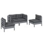 4 pcs conjunto lounge de jardim + almofadões pinho maciço