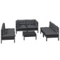 7 pcs conjunto lounge jardim c/ almofadões pinho maciço