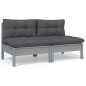 4 pcs conjunto lounge de jardim + almofadões pinho maciço