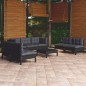 8 pcs conjunto lounge jardim c/ almofadões pinho maciço