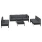 8 pcs conjunto lounge jardim c/ almofadões pinho maciço