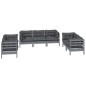 7 pcs conjunto lounge de jardim c/ almofadões pinho maciço