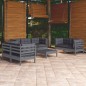 8 pcs conjunto lounge de jardim c/ almofadões pinho maciço