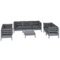 8 pcs conjunto lounge de jardim c/ almofadões pinho maciço