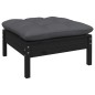 4 pcs conjunto lounge de jardim c/ almofadões pinho preto