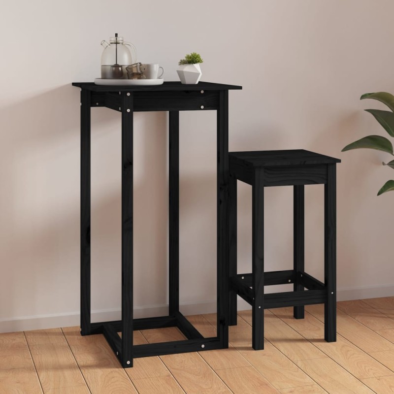 Mesa de bar 60x60x110 cm pinho maciço preto-Mesas de cozinha e de sala de jantar-Home Retail