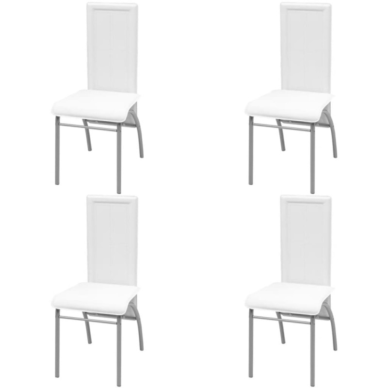 Cadeiras de jantar 4 pcs couro artificial branco-Cadeiras de cozinha e sala de jantar-Home Retail