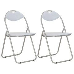 Cadeiras de jantar dobráveis 2 pcs couro artificial branco