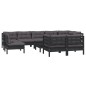 10 pcs conjunto lounge jardim c/ almofadões pinho maciço preto