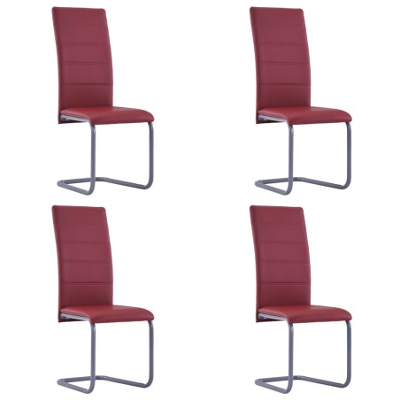 Cadeiras de jantar cantilever 4 pcs couro artificial vermelho