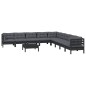 10 pcs conjunto lounge jardim c/ almofadões pinho maciço preto