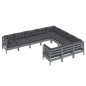 10 pcs conjunto lounge de jardim c/ almofadões pinho cinza