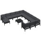 13 pcs conjunto lounge de jardim c/ almofadões pinho preto