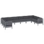 10 pcs conjunto lounge de jardim c/ almofadões pinho cinza