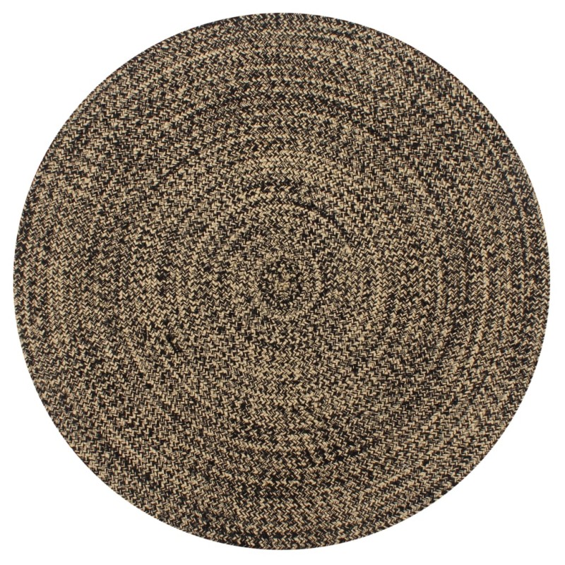 Tapete artesanal em juta preto e natural 90 cm-Tapetes-Home Retail