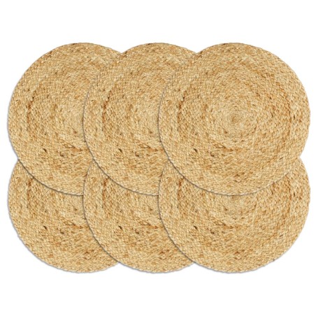 Individuais de mesa 6 pcs em juta liso 38 cm redondo natural