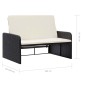 2 pcs conjunto lounge de jardim c/ almofadões vime PE preto