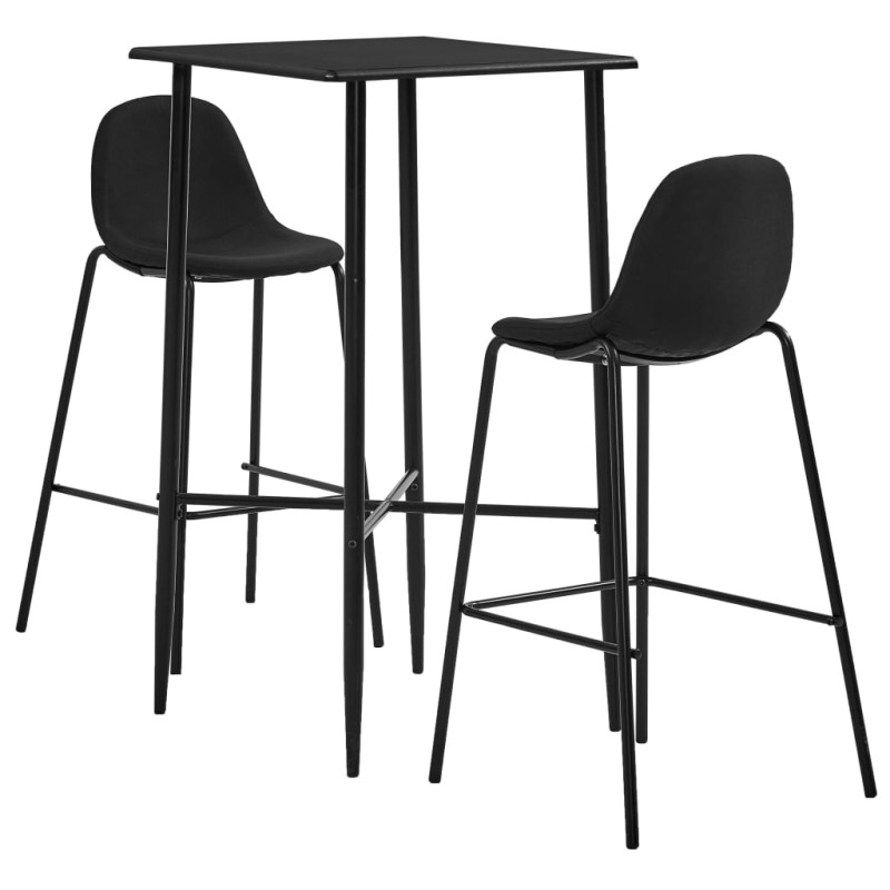 3 pcs conjunto de bar tecido preto-Conjuntos de móveis para cozinha e sala de jantar-Home Retail