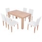 Mesa e cadeiras de jantar 7 pcs couro artificial carvalho creme