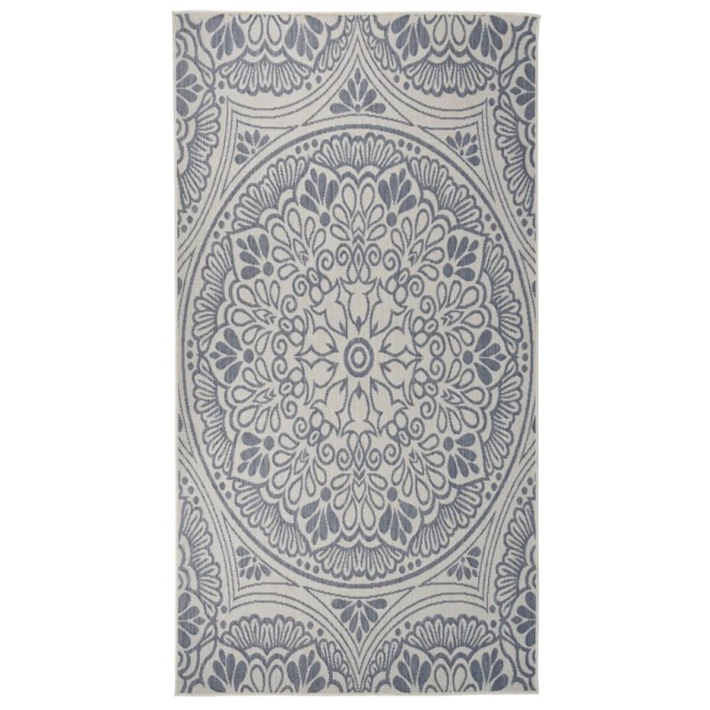 Tapete de tecido plano para exterior 80x150 cm padrão azul-Tapetes-Home Retail