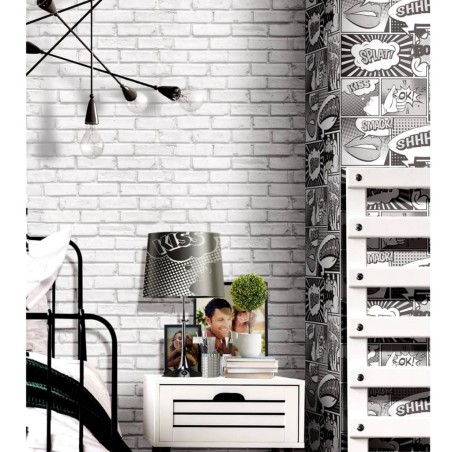 Noordwand Wallpaper Urban Friends & Coffee Stripes cinza e branco