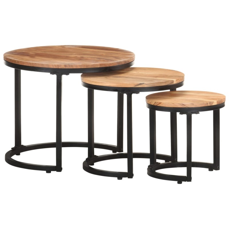 Mesas de apoio 3 pcs madeira de acácia maciça-Mesas de apoio-Home Retail