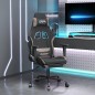 vidaxL Cadeira de gaming c/ apoio pés tecido preto/cinza-acastanhado