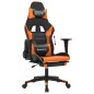 Cadeira gaming c/ apoio p/ pés couro artificial preto e laranja